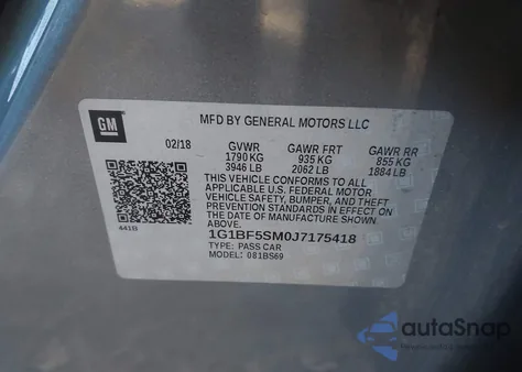 2018 Chevrolet Cruze Premier Auto from USA, damaged, VIN 1G1BF5SM0J7175418